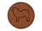 Samoyed Dog Outline Round Iron-On Engraved Faux Leather Patch Applique - 2.5"